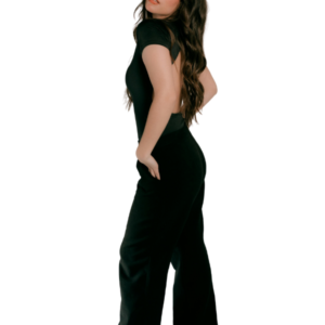 Macacão Preto em Malha de Viscose
